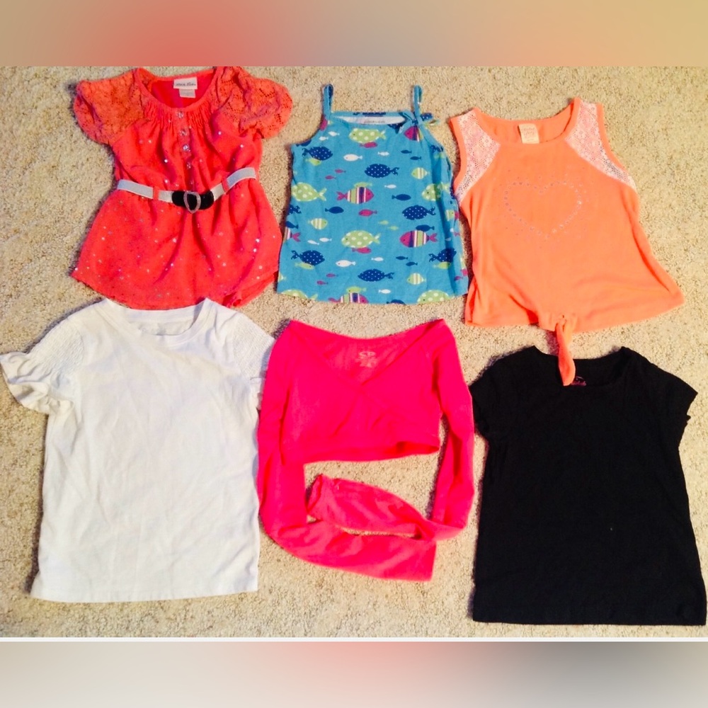 Little Girls 6 Shirts Summer Tops Size 4/5 Wonder Kids Cat & Jack Champion